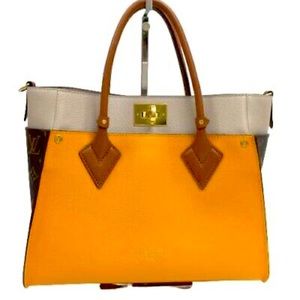 LOUIS VUITTON On My Side M56077 Monogram Yellow Calf leather Tote Shoulder Bag